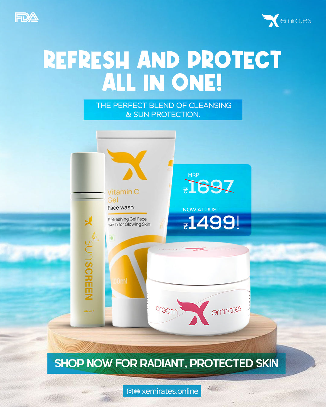 Cream X Emirates + Vit'C Gel Face Wash + Sunscreen