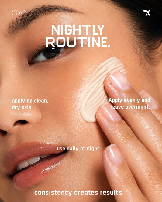 Woman applying face cream for dark spots and pigmentation