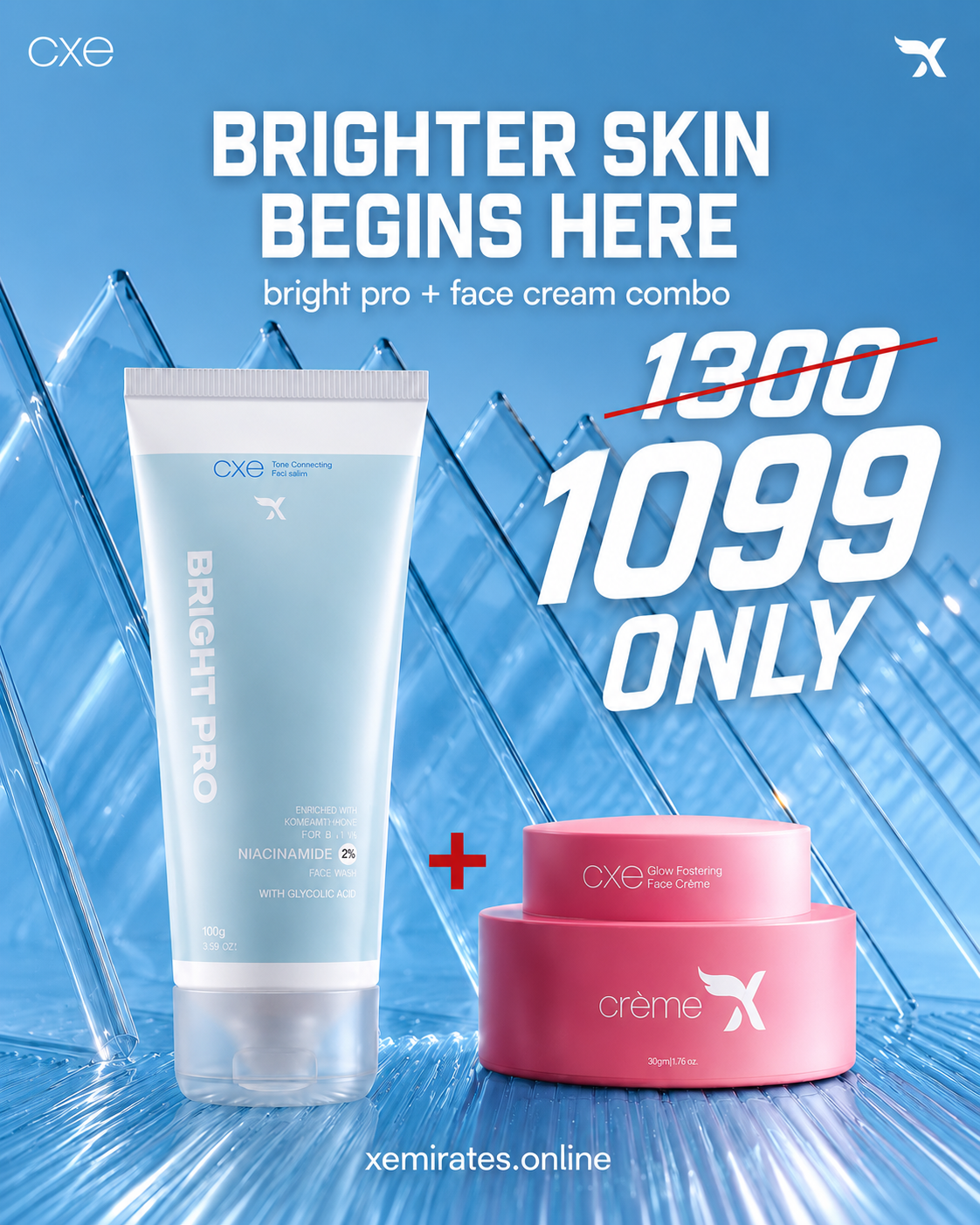 X Emirates Crème X and Bright Pro Face Wash Combo